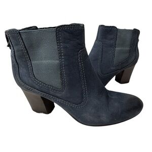 Clarks Blue Suede Leather Heeled Ankle Boots Womens Size 8 M Style 26067003